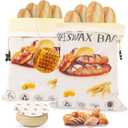 Beeswax Bread Bags (2026 New Upgrade) 2-Pack Reusable Bread Bags for Homemade Bread Sourdough,17"13"100% Linen Moisture-proof Lined XL Beeswax Bread Bag with Buckle&1Bowl Covers,Keeps Fresh Longer (Bread print color)