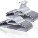 Pack of 50 Coat Hangers, Space-Saving Plastic Clothes Hangers, Non-Slip, 0.2 Inches Slim, 360 Swivel Silver Hook for Shirts, Pants & Wet/Dry Garments, Light and Dark Gray