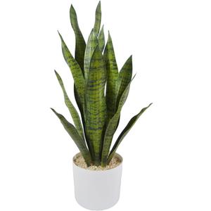 Fake Snake Plant, 27in Artificial Plant with White Pot Realistic Leaves, Low Maintenance Potted Plant for Indoor Decor, No Watering Needed, Perfect for Home, Office & Pet Areas