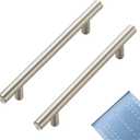 Ravinte 30 Pack | 7.38'' Cabinet Pulls Brushed Nickel Stainless Steel Kitchen Drawer Pulls Cabinet Handles 7-3/8Length, 5 Hole Center with Mounting Template