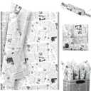 100 Sheet Vintage Newspaper Tissue Paper, Black 20x14in Old Newsprint Gift Wrapping Paper Retro Kraft Magazine Art Craft Newsprint Tissue for Valentine's Day Wedding Birthday Party Decor Gift Crafts (White)