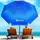 Duerer Beach Umbrellas, 8.5FT Beach Umbrella for Sand with Anchor Heavy Duty Windproof, Height Adjustable Tilt Iron Pole, Portable Beach Umbrella with Carrying Bag for Beach, Patio Garden Outdoor (1-Dark Blue Gradient)