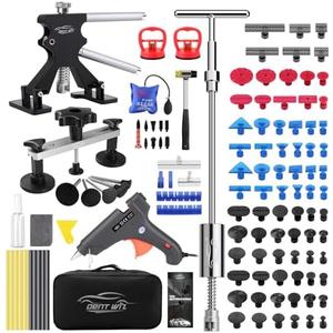 DentWiz Car Dent Repair Kit - Slide Hammer, Glue Gun Dent Puller, Adjustable Bridge Puller, Suction Cup for Big and Small Auto Body Paintless Dent Removal & Metal Surface Repair,Safe for Paint