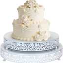 Wenqik 2 Pcs White Metal Cake Stand, 14" 16" Large Round Cupcake Stand