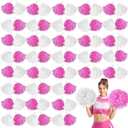 Meooeck 80 Pcs Cheerleading Pom Poms Sports Dance Spirit Cheer Pompoms with Handles Plastic Cheerleader Stuff for End of Year Grduation Party Sport Game Gymnastics Team Dance Club