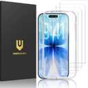 UNBREAKcable 4-Pack Screen Protector for iPhone 17, Double Shatterproof Tempered Glass [Easy Installation Frame] [9H Hardness] [99.99% HD Clear] [Case Friendly] for iPhone 6.3 inch