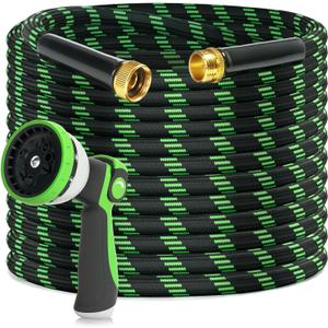 Garden Hose 100ft Flexible Non-Expandable Water Hose Ultra Lightweight Kink-Free Leak-Proof Durable & Abrasion-Resistant with 3/4" Brass Fittings for Patio Yard RV and Outdoor Use