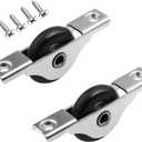 Bettomshin 2Pcs Dia 30mm Nylon Single Wheel, (65x13x8mm LxWxT) Screen Door Wheels Stainless Pulley Electroplating Sliding Door Window Pulley Stainless Steel Shell Black