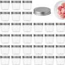 novelinks 4 oz Small Plastic Jars with Lids, 40 Pack Mini Plastic Mason Jars with Lids 4oz, Craft Storage Containers & Canning Jars & Small Spice Jars for Kitchen Organization (40 Pack, Silver)