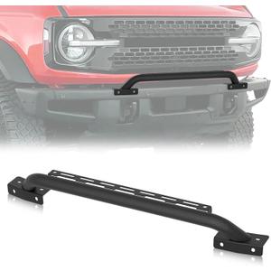 Bull Bar Grille Brush Guard with Light Bracket Compatible with 2021 2022 2023 2024 Ford Bronco (fit Modular Steel Front Bumper ONLY), Off Road Front Bumper Rack Rock Push Bar (2/4 Door, Black)