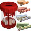 Teacher's Choice Digital Coin Counter Automatic Coin Sorter - 2023 Version - Automatically Sorts U.S. Coins into Individual Tubes and Keeps Digital Count, with 20 Coin Wrappers Included (Red)