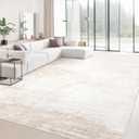 Area Rugs 9x12 Living Room: Washable Rug Modern Abstract Large Rugs Soft Non Slip Neutral Rug Stain Resistant Indoor Carpet for Bedroom Kitchen Dining Room Table Nursery Home Office Rugs (Beige,9'x12')