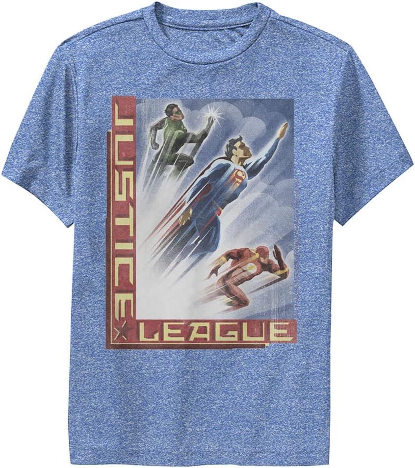 WARNER BROS Boys Justice League Speed Team Boys Short Sleeve Tee Shirt (Small, Royal Blue Heather)