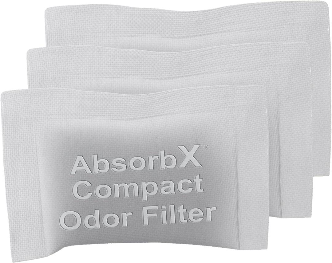 for Bathroom, Natural Activated Carbon, Absorbs Garbage Smells, Biodegradable 3-Pack AbsorbX Odor, Trash Can Compact Filters,SB8CF03