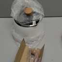 LISOS 2.5 Quart Non-stick Ceramic Sauce Pan with Lid, Small Milk Pots for Cooking with Pour Spout, Aluminum stock Pot Wood Handle for kitchen, PFAS-Free, White