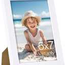 Vittanly 5x7 Picture Frame, Made of Solid Wood and Shatterproof Plexiglass, Wooden Photo Frame for Wall Mounting or Tabletop Display, Picture Frame for Home Decor with Stand, White, 1 Pack