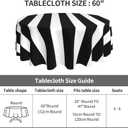 Black White Stripes Round Tablecloth 60 Inch Washable Reusable Decoration Table Cover for Kitchen Party