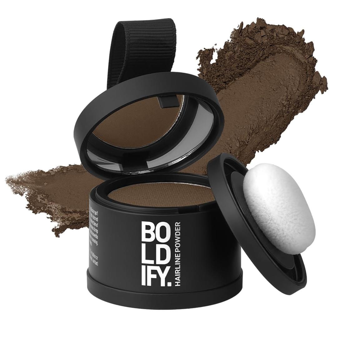 BOLDIFY Hairline Powder - Root Touch Up Hair Color for Gray Coverage - Bald Spot Concealing Hair Powder for Women & Men - 24-Hour Stain-Proof - Light Brown (0.14 Ounce (Pack of 1))