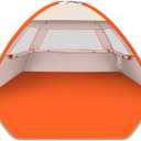 Gorich Beach Tent Sun Shelter for 3/4-5/6-7/8-10 Person with UPF 50 UV Protection, Lightweight & Easy Setup Beach Shade Canopy, Portable Beach Shade Tent Beach Cabana (Orange- Beige)