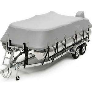 Trailerable Pontoon Boat Cover 25-28ft with Motor Cover,Gray