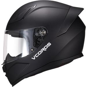 VCOROS Motorcycle Full Face Helmet for Unisex-Adults DOT Approved WS-609 Motorbike Street Bike Racing Helmets (Medium, Matte Black)