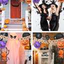 2 x Mudra Crafts Hanging Spider Bat Skeleton Pumpkin Paper Lanterns Outdoor Indoor Jack-o-Lantern Halloween Decorations Party Banner Set, Orange Black Purple 12-Inch Spooky Lamps