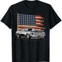 American Muscle Sports Car Muscle Car Flag T-Shirt, Size: S