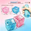 Squishy Stress Cube, Glitter Cube Squishy Toys, Squeeze Stress Relief Toys Cube for Kids Adults