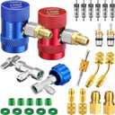 AC R1234YF Quick Couplers Adapters Set, R1234YF Self Sealing/Puncture Can Tap Valves, Tank adapter, R410A Charging Vacuum Port Adapter, Core Remover for Car Air Conditioner Refrigerant System