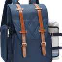 Picnic Backpack for 4 Person with Large Insulated Cooler Bag, Picnic Basket Set with Wine Pouch, Waterproof Picnic Blanket & Cutlery Set. Perfect for, Camping, Party,Wedding Gift for Couple,Blue