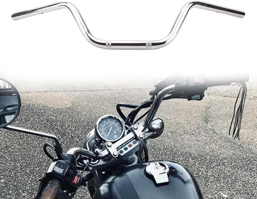 AnXin Motorcycle 7/8" Drag Handlebars High-Rise Tracker Handle Bars Universal For Sportster XL 883 1200 Cruiser Bobber Custom Chopper Softail Dyna Tour Glide Road CG125 Chrome