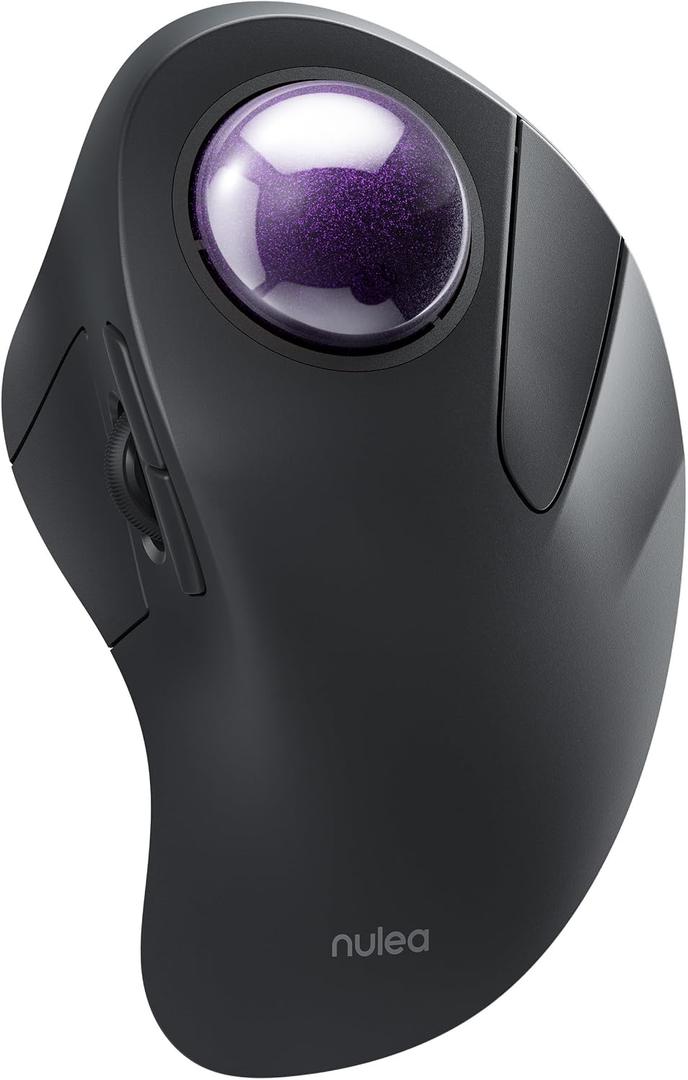 Nulea Wireless Ergonomic Trackball Mouse, Rechargeable, Bluetooth Rollerball Mouse, 44mm Index Finger Trackball, 5 Adjustable DPI, Compatible with PC, Laptop, iPad, Mac, Windows, Android