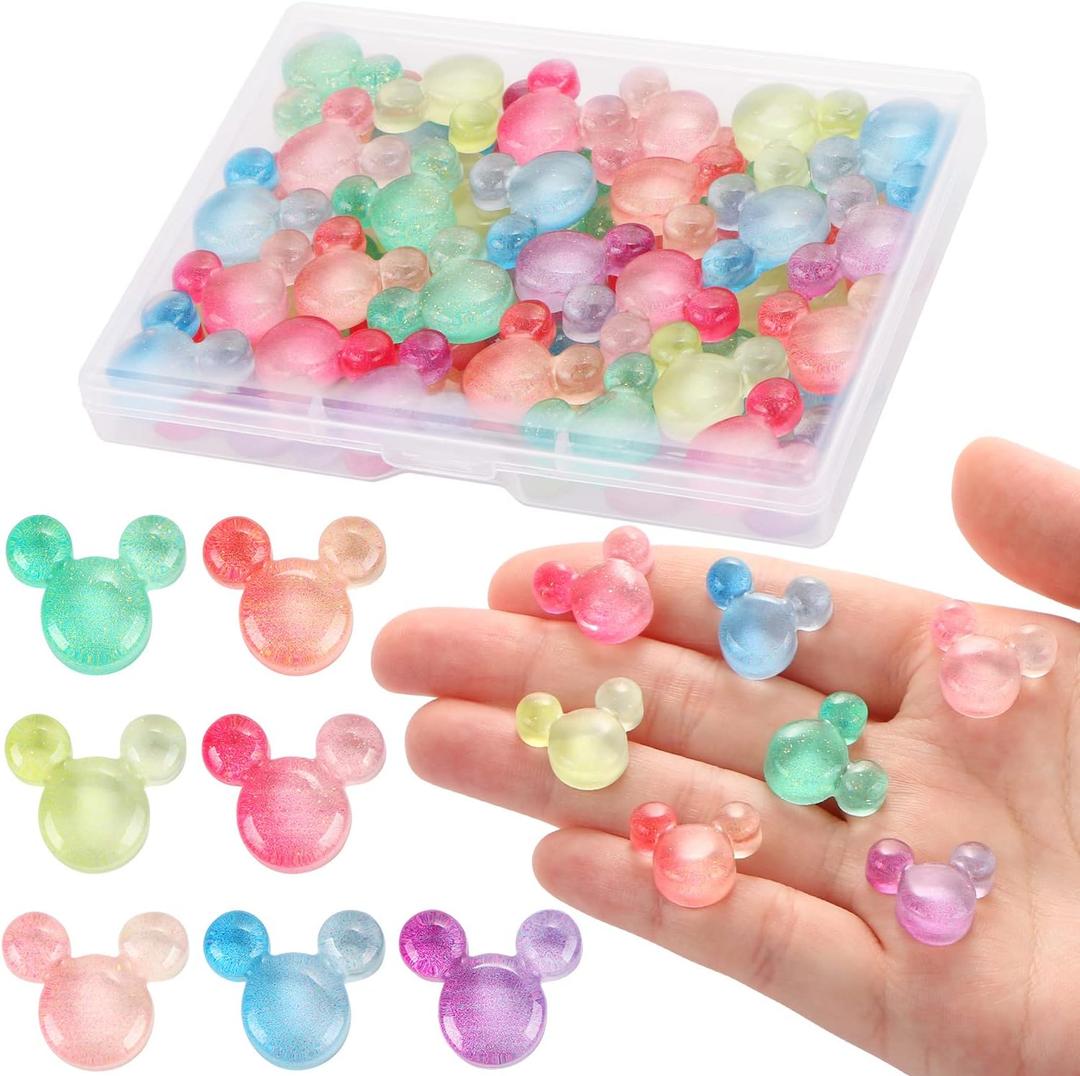 56 Pcs Resin Mouse Decor - Colorful Embellishments for Scrapbooking, Crafts, Nail Art & Home Decor - Includes Storage Box