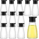 12 Pcs Soy Sauce Dispenser Leakproof Cruet Dispenser Set Small Glass Soy Sauce Bottles Container Oil Dispensing Bottles Seasoning Bottle Vinegar Cruet with Lid for Kitchen Cooking BBQ, Black