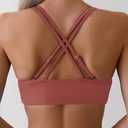 Tainehs Women's Push Up V Neck Bikini Tops Criss Cross Back Padded Bathing Suit Top Only (Pink, XL)