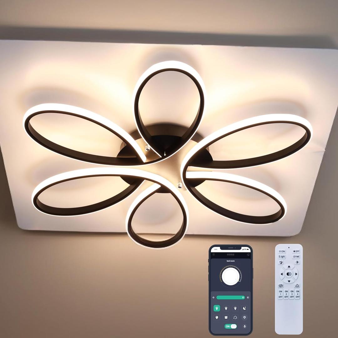 Modern LED Ceiling Light Fixture, 23 inch 70W, with Remote /APP Control, Dimmable Flush Mount Lamp for Living Room, Dining Room, Bedroom, Kitchen