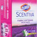 Clorox Scentiva Fabric Softening Dryer Sheets | Fabric Sheets in Tuscan Lavender & Jasmine Scent | Laundry Dryer Sheets for Fresh & Clean Clothes| 105 Count