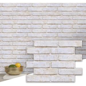 Commomy 3D Peel and Stick Brick,Ultralight Thin PVC Faux Brick Wall Panels,10 Pcs 15.74"x11.8" Fake Brick Tiles for Quick Intall Interior Kitchen,Bedroom,Living Room,RV,Not Real Brick,Not Heavy Tiles