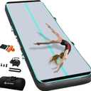 AKSPORT Gymnastics Air Mat Tumble Track Tumbling Mat Inflatable Floor Mats with Air Pump for Home Use/Tumble/Gym/Training/Cheerleading/Parkour/Beach/Park/Water (16ftx5ftx6inch, Carbon&Green)