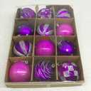 12 Packs Purple Christmas Ornaments 80mm/3.15"