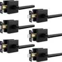goldenwarm Black Door Handles Interior, Passage Matte Black Closet Door Handles, Square Black Door Lever Interior for Hallway (6 Pack)