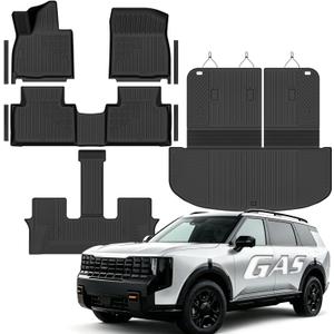 Compatible with Kia Telluride 2027(Only Gas) 7/8 Seats Floor Mats & Cargo Liner,All Weather Protection,Waterproof,Anti-Slip TPE Floor Mats & Trunk Mat Compatible with Kia Telluride 2027 Accessories