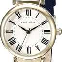 Anne Klein Women's Leather Strap Watch (Navy Blue/Gold)