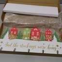 Christmas Stocking Holder with Hangers Christmas Snowflake Wall Mount Decorations for Home Wooden Hanging Sign Mantle Decorative Hook Holiday Xmas Fireplace Party Decor Gift