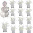 Aluminum Foil Balloon Weights for Parties (12 pcs) - 0.31lb (140g) Each - Premium Balloon Anchors for Birthday, Wedding, Dinner, Indoor & Outdoor Decorations(White 12pcs)