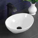 Vessel Sink 16"x13" Oval Bathroom Sink Modern White Porcelain Ceramic Above Counter Drop-in Vanity Sink for Bathrooms Art Basin, 16.2"x13"x5.7"