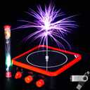 Music Tesla Coil Wireless Power Transmission 2022 New Desktop Mini Tesla Coil Touch Palm Lightning (Red Frame Black Body)