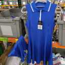 FKEEP Women's Tennis Golf Dress Sport Activewear Workout Athletic Zipper V-Neck with Shorts and Pocket (08 Sapphire Blue) Size XS