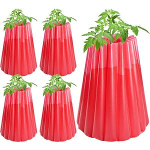 Adnee 5 Pack Wall of Water Plant Covers-17 x 18.3 Inch Water Wall Plant Protector for Tomato Plants- Early Season Insulating Plant Protective Cover for Winter Frost Protection(Red)