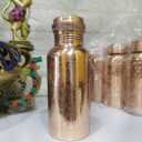 Pure Copper Embossed Water Bottle 17 Oz with Lid Ayurvedic Water Bottle Copper Water Vessel Small Leak Proof Seamless Finish